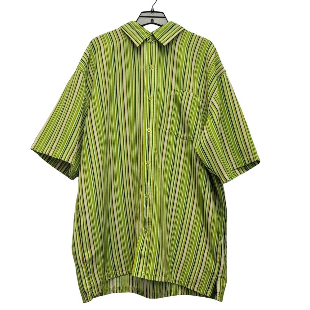 Storm Mechanism Mens 2XL 100% Polyester Striped Short Sleeve Button Up Shirt